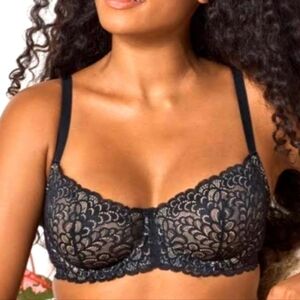 NWOT True & Co Gramercy Balconette Bra Black 32C